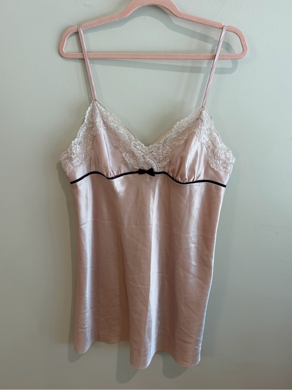 Silky Pink Lace-Trim Slip Dress